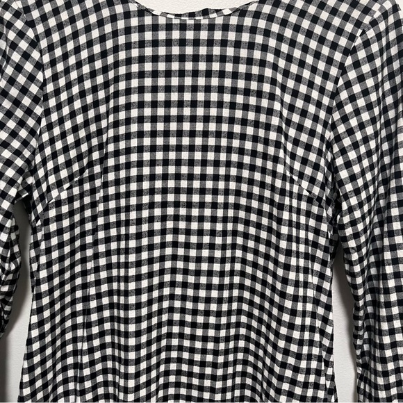 J Crew Gingham Flannel Ruffle Dress Bow Back Black White Buffalo Check Size XS - Picture 5 of 8